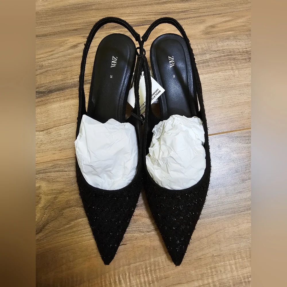 Zara SLINGBACK FABRIC HEELS - Picture 14 of 16